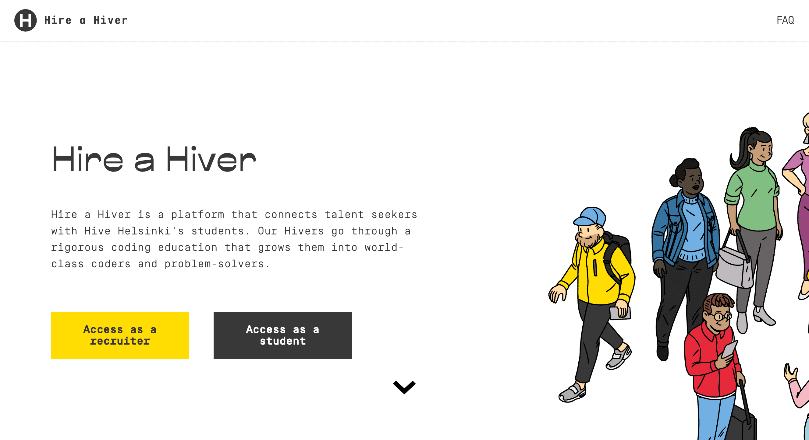 screenshot of Hire a Hiver landing page